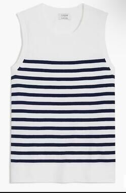 J.Crew Women’s Large Striped Sweater Classic Shell White Navy Coastal Nautical